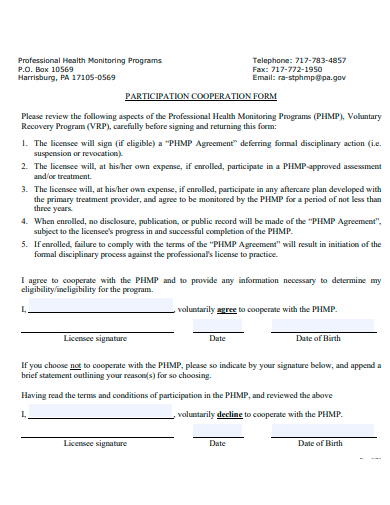 participation cooperation form template