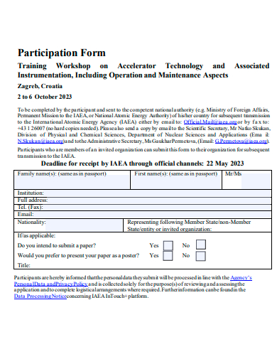 participation form template