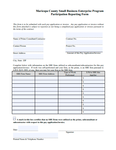 participation reporting form template