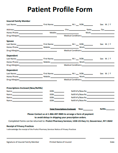 patient profile form template