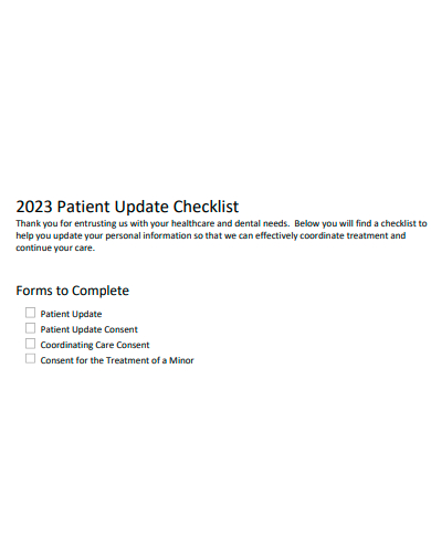 patient update checklist template