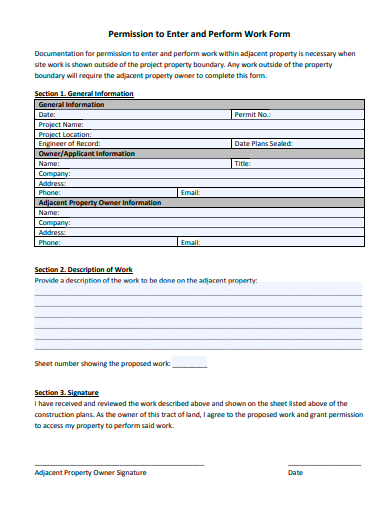perform work form template