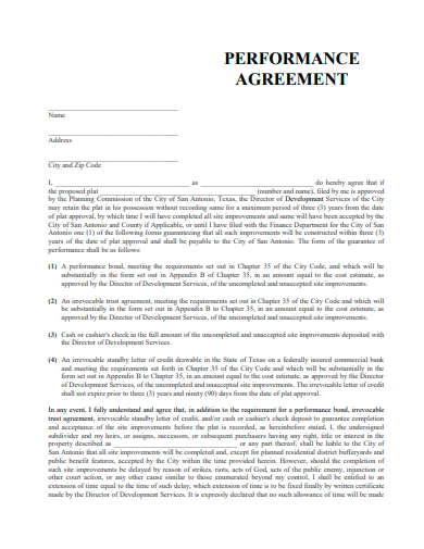 performance agreement example
