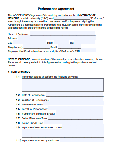 performance agreement template