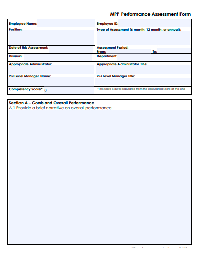 performance assessment form template