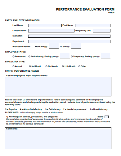 performance evaluation form template