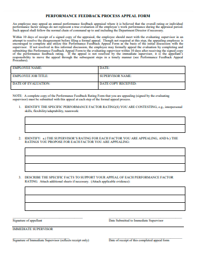 performance feedback process appeal form template