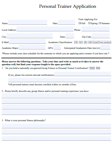 personal trainer application template