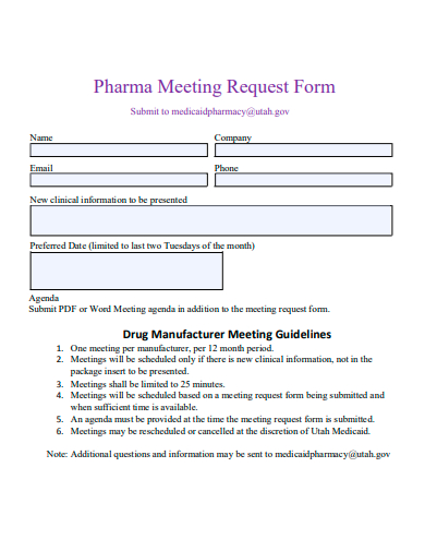 pharma meeting request form template