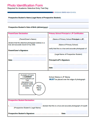 photo identification form template