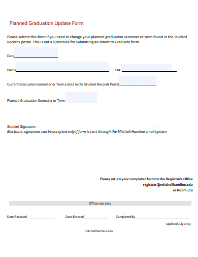 planned graduation update form template