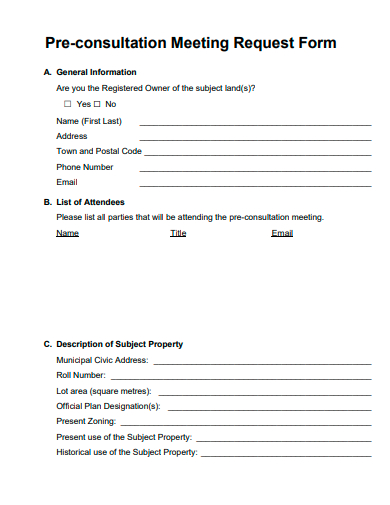 pre consultation meeting request form template