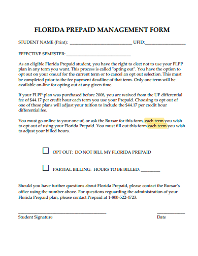 prepaid management form template