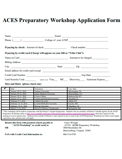 preparatory workshop application form template