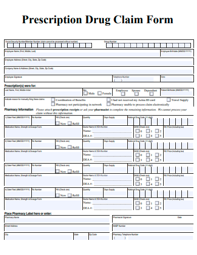 prescription drug claim form template