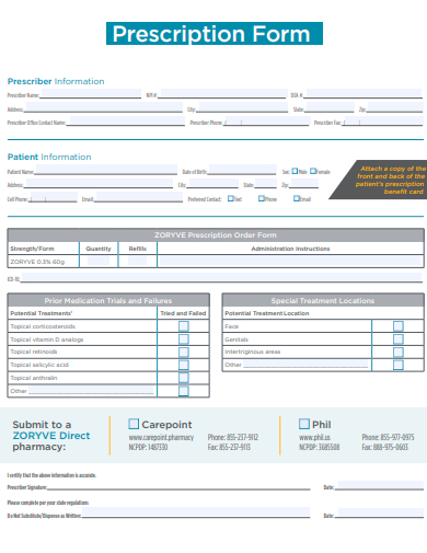 prescription form template
