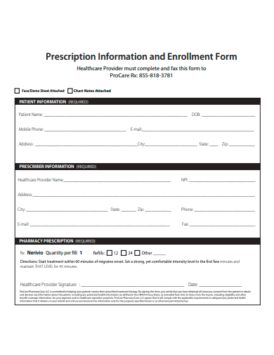 prescription information and enrollment form template