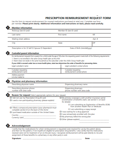 prescription reimbursement request form template