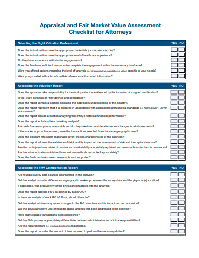 printable appraisal checklist template