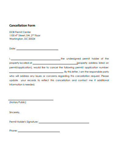 printable cancellation form template