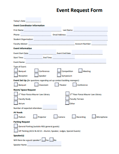 printable event request form template