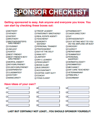 printable sponsor checklist template