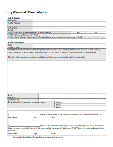 prize entry form template