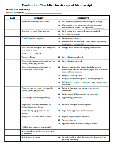 production checklist for accepted manuscript template
