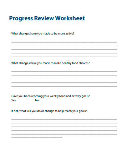 progress review worksheet template