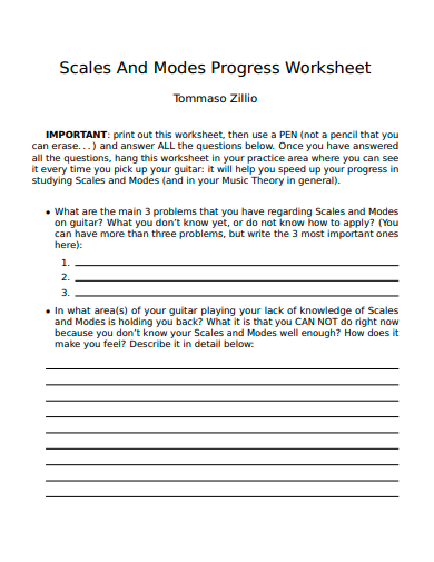 progress worksheet example
