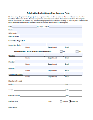project committee approval form template