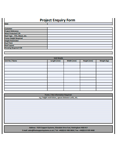 project enquiry form template