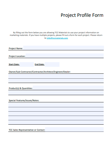 project profile form template