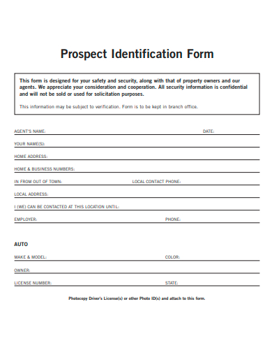 prospect identification form template