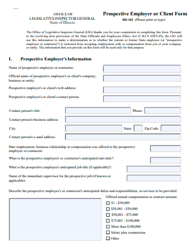 prospective employer form template
