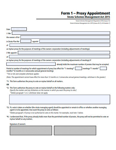 proxy appointment form template