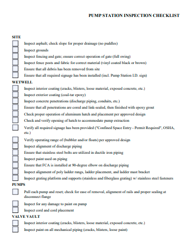 pump station inspection checklist template