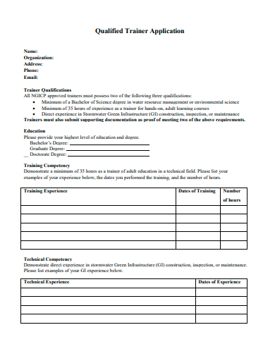qualified trainer application template