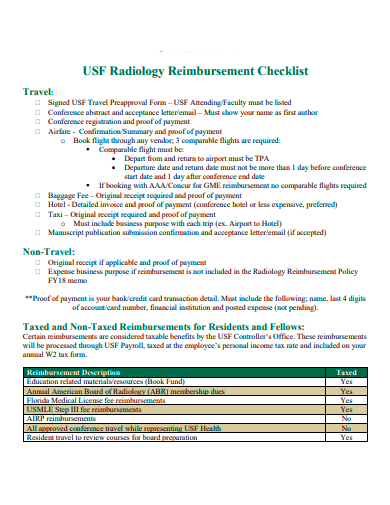 radiology reimbursement checklist template