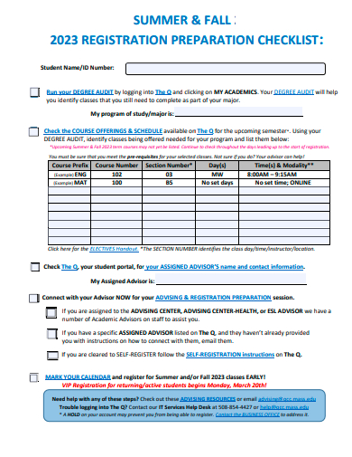 registration preparation checklist template
