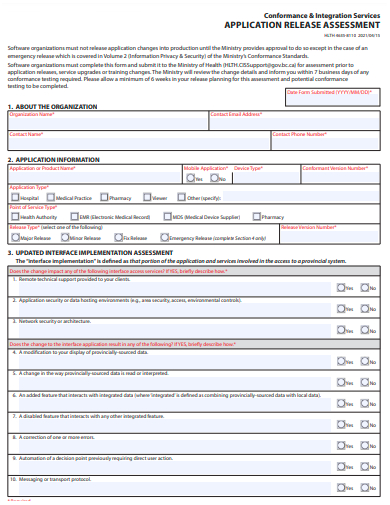 release assessment application template