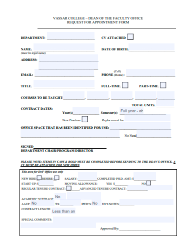 request for appointment form template