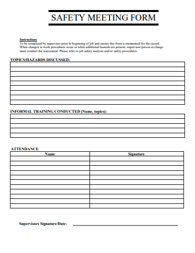 safety meeting form template