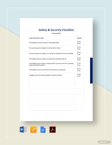 safety and security checklist template