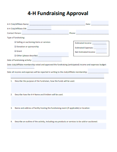 sample 4 h fundraising approval template