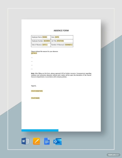 sample absence form template