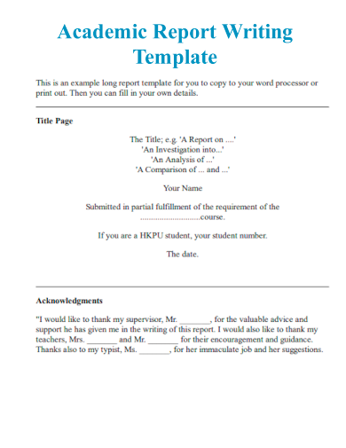 sample academic report writing template