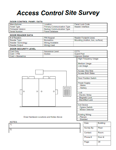 sample access control site survey form template