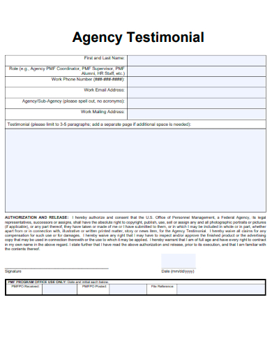 sample agency testimonial template