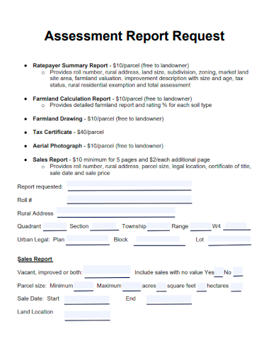 sample assessment report request template